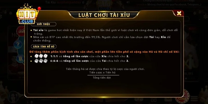 Tài Xỉu Hit Club – Luật Chơi, Tỷ Lệ Thắng & Bí Kíp Soi Cầu 2026 2 Bảng tỷ lệ trả thưởng các cửa cược tài xỉu